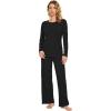 imageWiWi Bamboo Viscose Pajama Set for Women Soft Long Sleeve Top with Pants Sleepwear 2 Piece Pjs Sets Sleepwear SXXLBlack