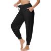 imageWiWi Jogger Pant for Women High Waist Yoga Pants Soft Comfy Viscose from Bamboo Womens Pajama Bottoms SXXLBlack