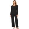 imageWiWi Viscose from Bamboo Pajama Set for Women 2 Pieces Long Sleeve Loungwear Soft Sleepwear Loose Comfy Pj Sets Pockets SXXLBblack
