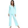 imageWiWi Viscose from Bamboo Pajamas Sets for Women Soft Long Sleeve Sleepwear and Pants Pjs Lounge Set Loungewear SXXLAqua