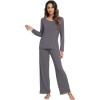 imageWiWi Viscose from Bamboo Pajamas Sets for Women Soft Long Sleeve Sleepwear and Pants Pjs Lounge Set Loungewear SXXLDark Grey
