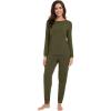 imageWiWi Viscose from Bamboo Womens Long Sleeve Pajama Sets Sleepwear with Jogger Pajamas Pants Soft Lounge Set Loungewear SXXLDark Army Green