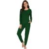 imageWiWi Viscose from Bamboo Womens Long Sleeve Pajama Sets Sleepwear with Jogger Pajamas Pants Soft Lounge Set Loungewear SXXLDark Green