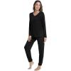 imageWiWi Womens Pajama Set Soft Long Sleeve Pajamas Viscose from Bamboo Top and Bottom Vneck Sleepwear Nightwear SXXLBlack