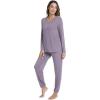 imageWiWi Womens Pajama Set Soft Long Sleeve Pajamas Viscose from Bamboo Top and Bottom Vneck Sleepwear Nightwear SXXLViolet
