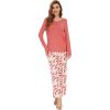 imageWiWi Womens Pajamas Set Printed Viscose from Bamboo Lounge Sets Soft Pajama Long Sleeve Sleepwear SXXLLight Coral