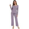 imageWiWi Womens Pajamas Set Sleepwear Loungewear Long Sleeve Pajama Sets Soft Pjs Viscose from Bamboo 2 Piece PJ SXXLCviolet