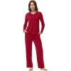 imageWiWi Womens Pajamas Set with Long Sleeve and Pants Soft Loungewear Comfortable Sleepwear Viscose from Bamboo SXXLWine Red