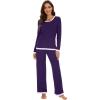imageWiWi Womens Viscose from Bamboo Pajama Sets Soft Long Sleeves Top with Pants Loose 2 Pieces Loungewear Set SXXLAdark Purple