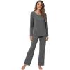 imageWiWi Womens Viscose from Bamboo Pajamas Set Soft Long Sleeve Tops and Pants Sleepwear Lightweight Pj Loungewear SXXLA Heather Grey