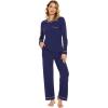 imageWiWi Womens Viscose from Bamboo Pajamas Set Soft Long Sleeve Tops and Pants Sleepwear Lightweight Pj Loungewear SXXLBnavy