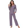 imageWiWi Womens Viscose from Bamboo Pajamas Set Soft Long Sleeve Tops and Pants Sleepwear Lightweight Pj Loungewear SXXLBviolet