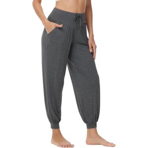imageWiWi Jogger Pant for Women High Waist Yoga Pants Soft Comfy Viscose from Bamboo Womens Pajama Bottoms SXXLDark Heather Grey