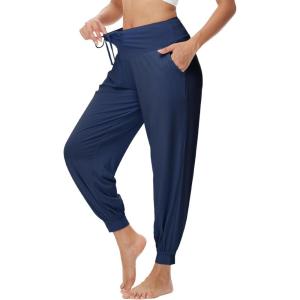 imageWiWi Jogger Pant for Women High Waist Yoga Pants Soft Comfy Viscose from Bamboo Womens Pajama Bottoms SXXLNavy Blue