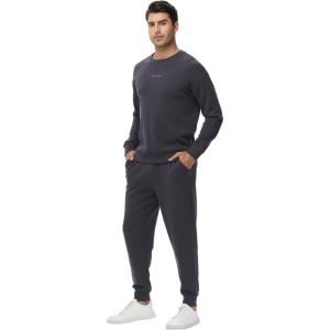 imageWiWi Mens Tracksuit Athletic Sweatsuits Long Sleeve 2 Piece Outfit Running Jogging Casual Loungwear Sport Suit Sets SXXLCharcoal