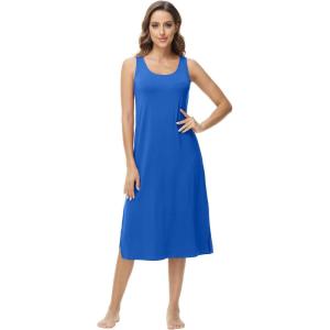 imageWiWi Viscose from Bamboo Tank Nightgown for Women UNeck Summer Sleeveless Sleep Shirts SXXLAbright Blue
