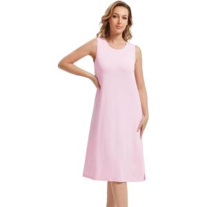 imageWiWi Viscose from Bamboo Tank Nightgown for Women UNeck Summer Sleeveless Sleep Shirts SXXLBpink