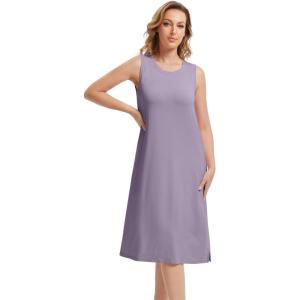 imageWiWi Viscose from Bamboo Tank Nightgown for Women UNeck Summer Sleeveless Sleep Shirts SXXLBviolet