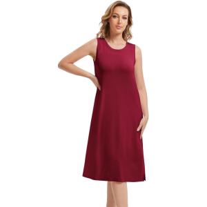 imageWiWi Viscose from Bamboo Tank Nightgown for Women UNeck Summer Sleeveless Sleep Shirts SXXLBwine