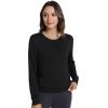 imageWiWi Womens Pajama Top Soft Long Sleeve Longewear Casual Crew Neck Basic Tee T Shirts Stretch Softwear SXXLBlack