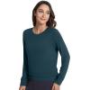 imageWiWi Womens Pajama Top Soft Long Sleeve Longewear Casual Crew Neck Basic Tee T Shirts Stretch Softwear SXXLDeep Teal