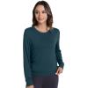imageWiWi Womens Pajama Top Soft Long Sleeve Longewear Casual Crew Neck Basic Tee T Shirts Stretch Softwear SXXLDeep Teal