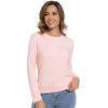 imageWiWi Womens Pajama Top Soft Long Sleeve Longewear Casual Crew Neck Basic Tee T Shirts Stretch Softwear SXXLPink