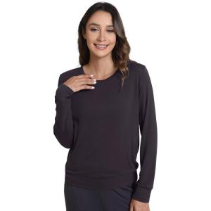 imageWiWi Womens Pajama Top Soft Long Sleeve Longewear Casual Crew Neck Basic Tee T Shirts Stretch Softwear SXXLBlue Black