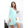 imageWiWi Bamboo Viscose Nightgowns for Women Soft Long Sleeve Nightgown Plus Size Sleep Shirt Pajama Gown Sleepwear S4XAaqua