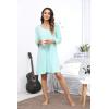 imageWiWi Bamboo Viscose Nightgowns for Women Soft Long Sleeve Nightgown Plus Size Sleep Shirt Pajama Gown Sleepwear S4XAaqua