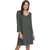 imageWiWi Bamboo Viscose Nightgowns for Women Soft Long Sleeve Nightgown Plus Size Sleep Shirt Pajama Gown Sleepwear S4XAcharcoal