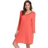 imageWiWi Bamboo Viscose Nightgowns for Women Soft Long Sleeve Nightgown Plus Size Sleep Shirt Pajama Gown Sleepwear S4XAcoral