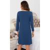 imageWiWi Bamboo Viscose Nightgowns for Women Soft Long Sleeve Nightgown Plus Size Sleep Shirt Pajama Gown Sleepwear S4XAdark Blue