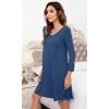 imageWiWi Bamboo Viscose Nightgowns for Women Soft Long Sleeve Nightgown Plus Size Sleep Shirt Pajama Gown Sleepwear S4XAdark Blue