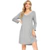 imageWiWi Bamboo Viscose Nightgowns for Women Soft Long Sleeve Nightgown Plus Size Sleep Shirt Pajama Gown Sleepwear S4XAheather Grey