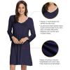 imageWiWi Bamboo Viscose Nightgowns for Women Soft Long Sleeve Nightgown Plus Size Sleep Shirt Pajama Gown Sleepwear S4XAnavy