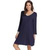 imageWiWi Bamboo Viscose Nightgowns for Women Soft Long Sleeve Nightgown Plus Size Sleep Shirt Pajama Gown Sleepwear S4XAnavy