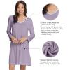 imageWiWi Bamboo Viscose Nightgowns for Women Soft Long Sleeve Nightgown Plus Size Sleep Shirt Pajama Gown Sleepwear S4XAviolet