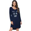 imageWiWi Bamboo Viscose Nightgowns for Women Soft Long Sleeve Nightgown Plus Size Sleep Shirt Pajama Gown Sleepwear S4XBnavyEye