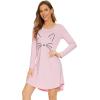 imageWiWi Bamboo Viscose Nightgowns for Women Soft Long Sleeve Nightgown Plus Size Sleep Shirt Pajama Gown Sleepwear S4XBpinkCat