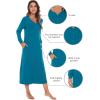 imageWiWi Nightgowns for Women Soft Sleepwear Long Sleeve Nightshirts Pajamas Gown Viscose from Bamboo Pjs SXXLTeal Blue