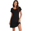 imageWiWi Short Sleeve Nightgown for Women Soft Ladies Night Shirts Summer Lightweight Sleepwear Cool Gowns SXXLDblack
