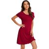 imageWiWi Short Sleeve Nightgown for Women Soft Ladies Night Shirts Summer Lightweight Sleepwear Cool Gowns SXXLDwine Red