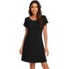 imageWiWi Short Sleeve Nightgown for Women Soft Ladies Night Shirts Summer Lightweight Sleepwear Cool Gowns SXXLDblack