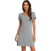 imageWiWi Short Sleeve Nightgown for Women Soft Ladies Night Shirts Summer Lightweight Sleepwear Cool Gowns SXXLDheather Grey
