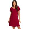 imageWiWi Short Sleeve Nightgown for Women Soft Ladies Night Shirts Summer Lightweight Sleepwear Cool Gowns SXXLDwine Red