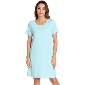imageWiWi Womens Nightgowns Soft Nightgown Sleepwear Summer Viscose from Bamboo Nightshirt Pajama Night Shirts SXXLBaqua