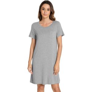 imageWiWi Womens Nightgowns Soft Nightgown Sleepwear Summer Viscose from Bamboo Nightshirt Pajama Night Shirts SXXLBheather Grey