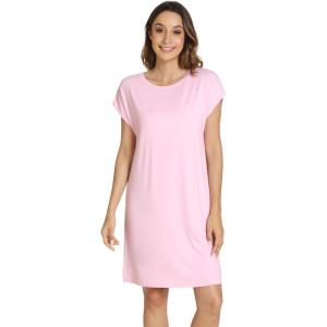 imageWiWi Womens Nightgowns Soft Nightgown Sleepwear Summer Viscose from Bamboo Nightshirt Pajama Night Shirts SXXLFpink