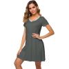 imageWiWi Bamboo Nightgowns for Women Soft Night Shirt Sleepwear Short Sleeve Lightweight Plus Size Sleepshirts S4XAiron Grey